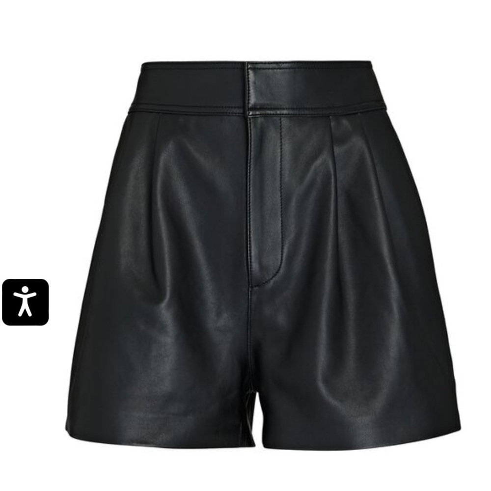 INTERMIX Black Remi Pleated Leather Shorts NWT